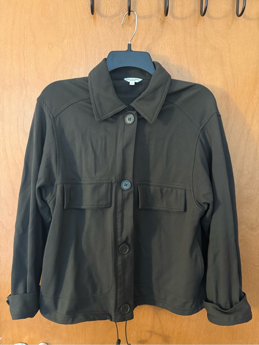 Max Studio Olive Green Utility Button-Front Jacket